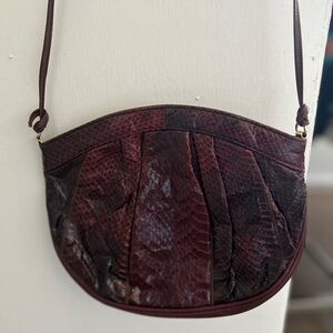 Vintage leather Burgundy Textured Crossbody Bag
